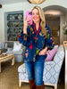 Bistro Charm Floral Top-Midnight