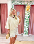 Satin Allure Shorts-Ivory