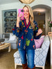 Bistro Charm Floral Top-Midnight