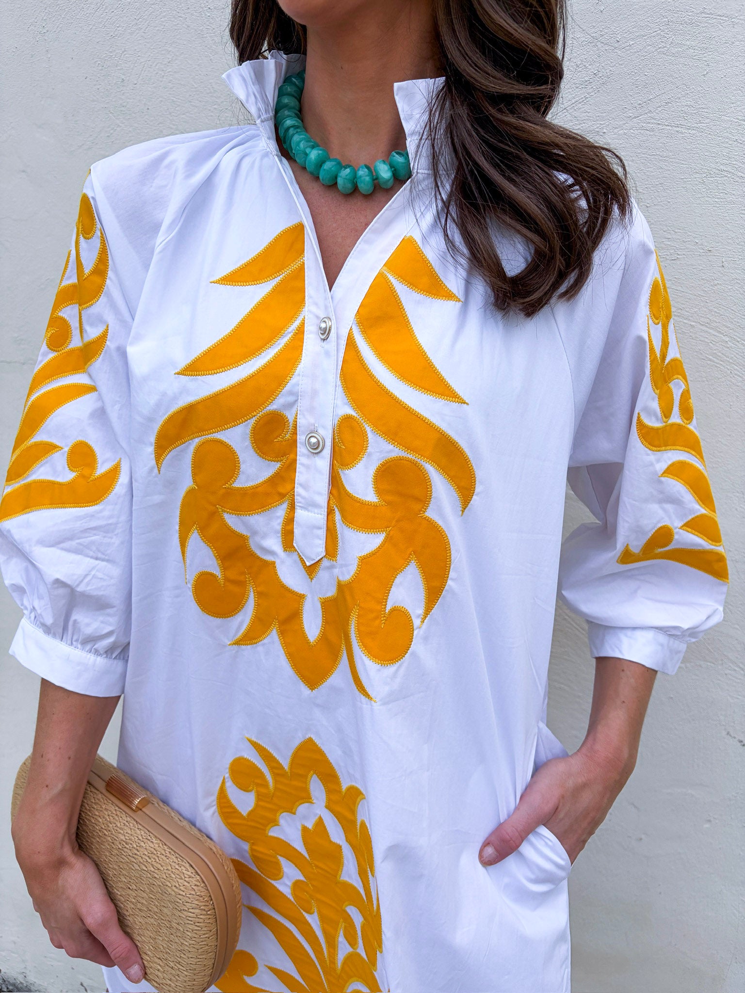 Isla Floral Baroque Dress-Sunflower/Off White