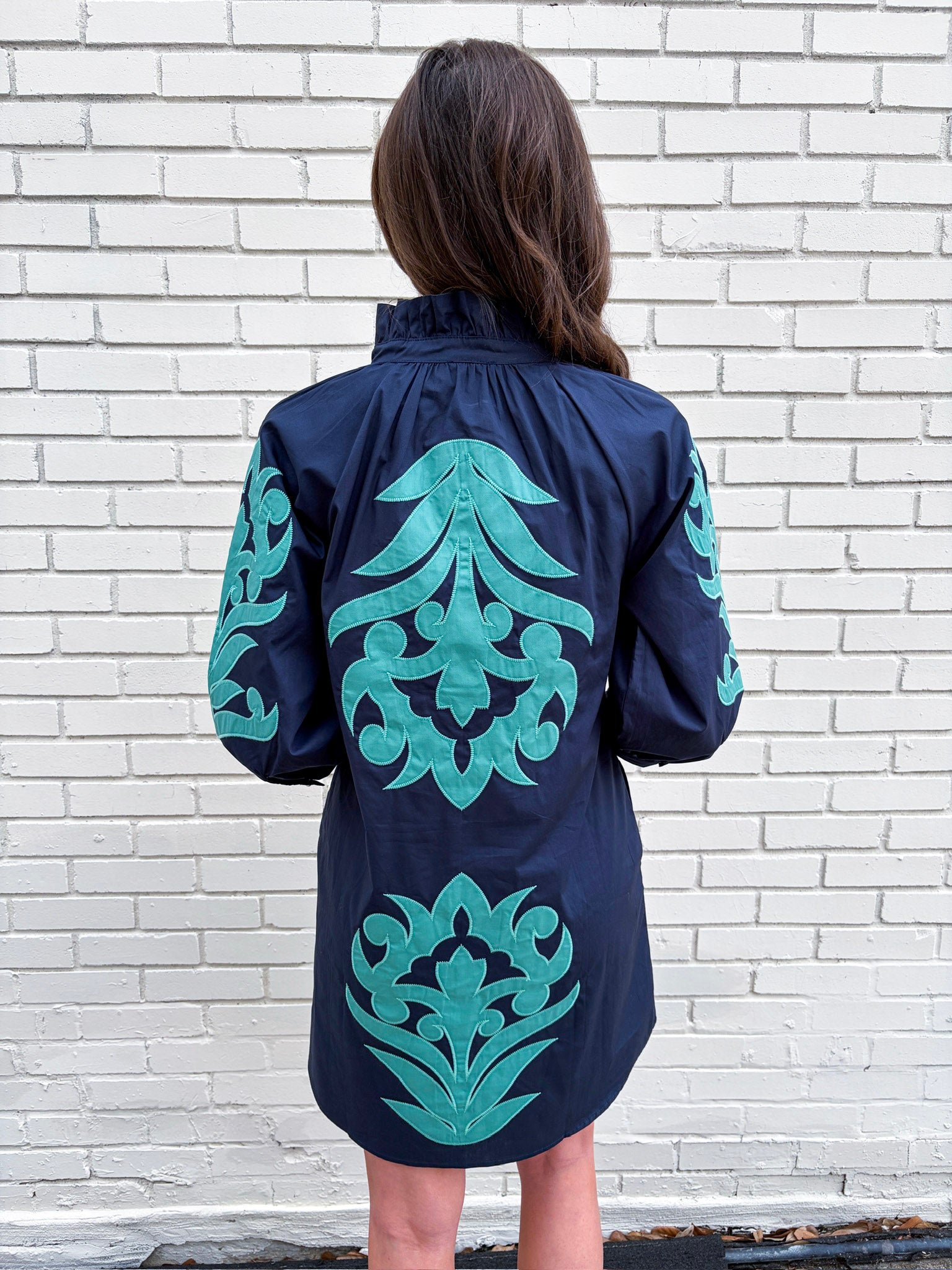 Isla Floral Baroque Dress-Navy