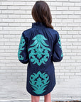 Isla Floral Baroque Dress-Navy