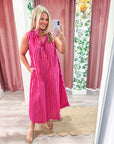 Nantucket Stripe Maxi Dress-Pink