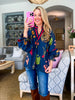 Bistro Charm Floral Top-Midnight