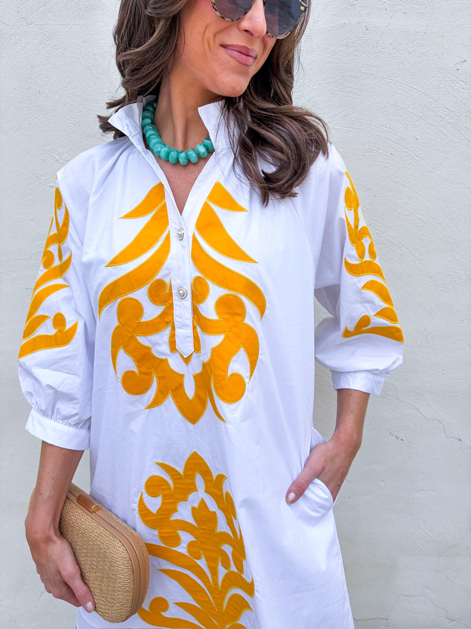 Isla Floral Baroque Dress-Sunflower/Off White
