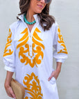 Isla Floral Baroque Dress-Sunflower/Off White