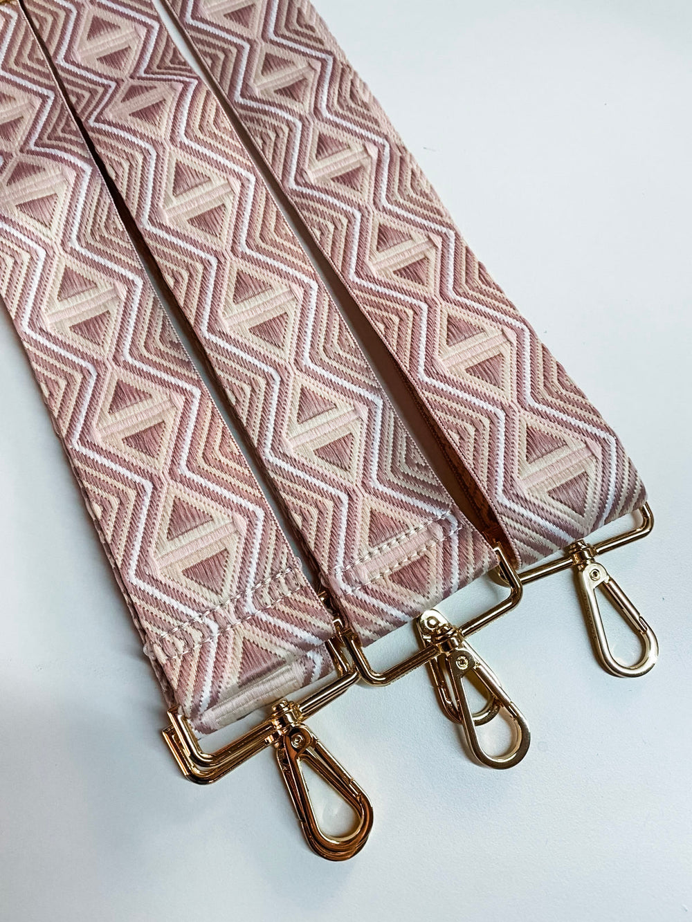 Aztec Triangle Print Bag Strap-Light Pink