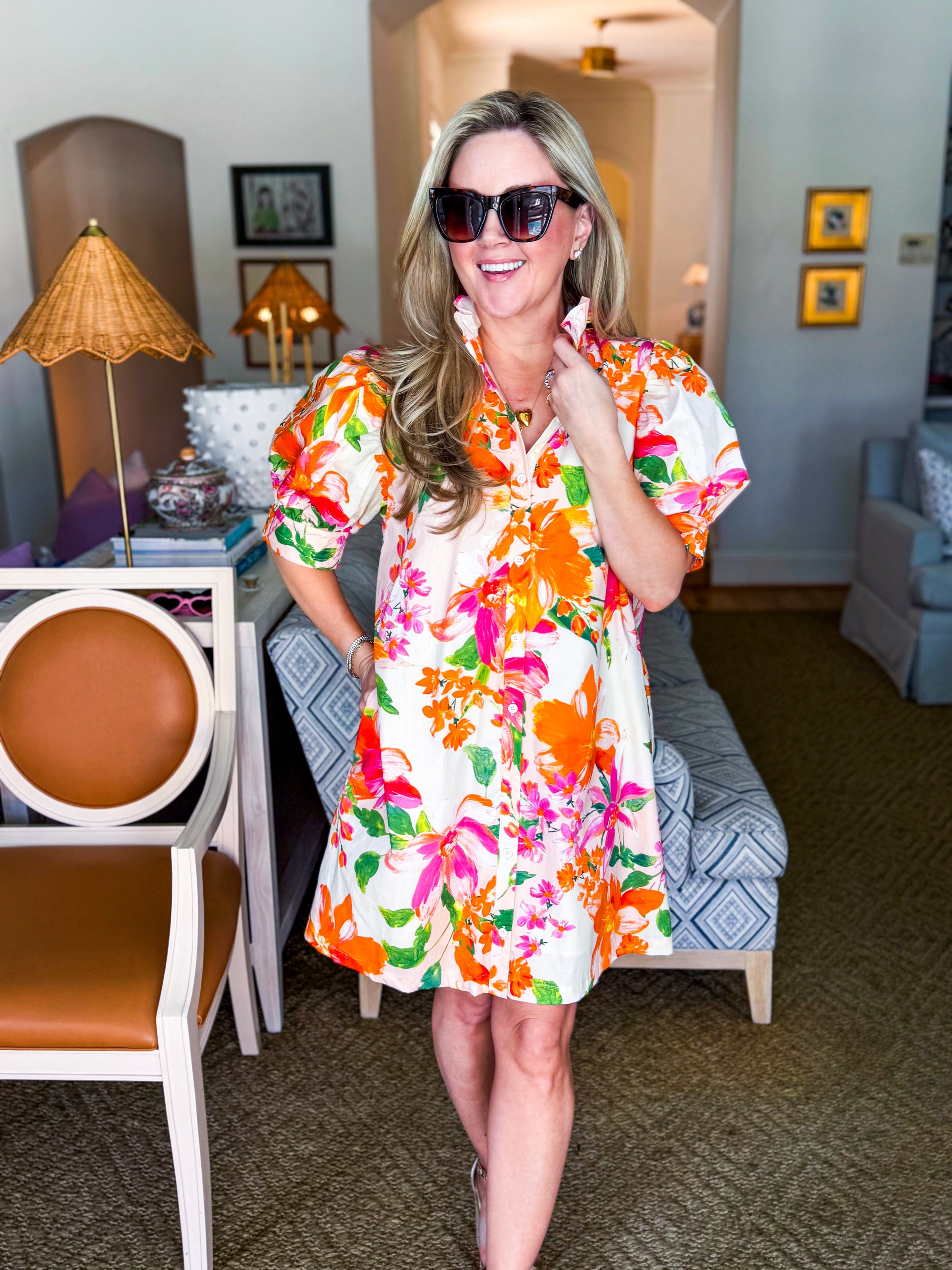 Spring Lily Button Down Mini Dress
