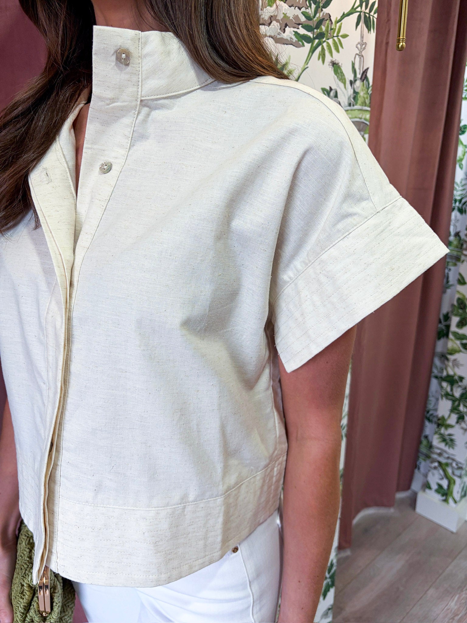 Timeless Touch Collar Top-Linen