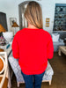 Sequin Santa Pullover- Red