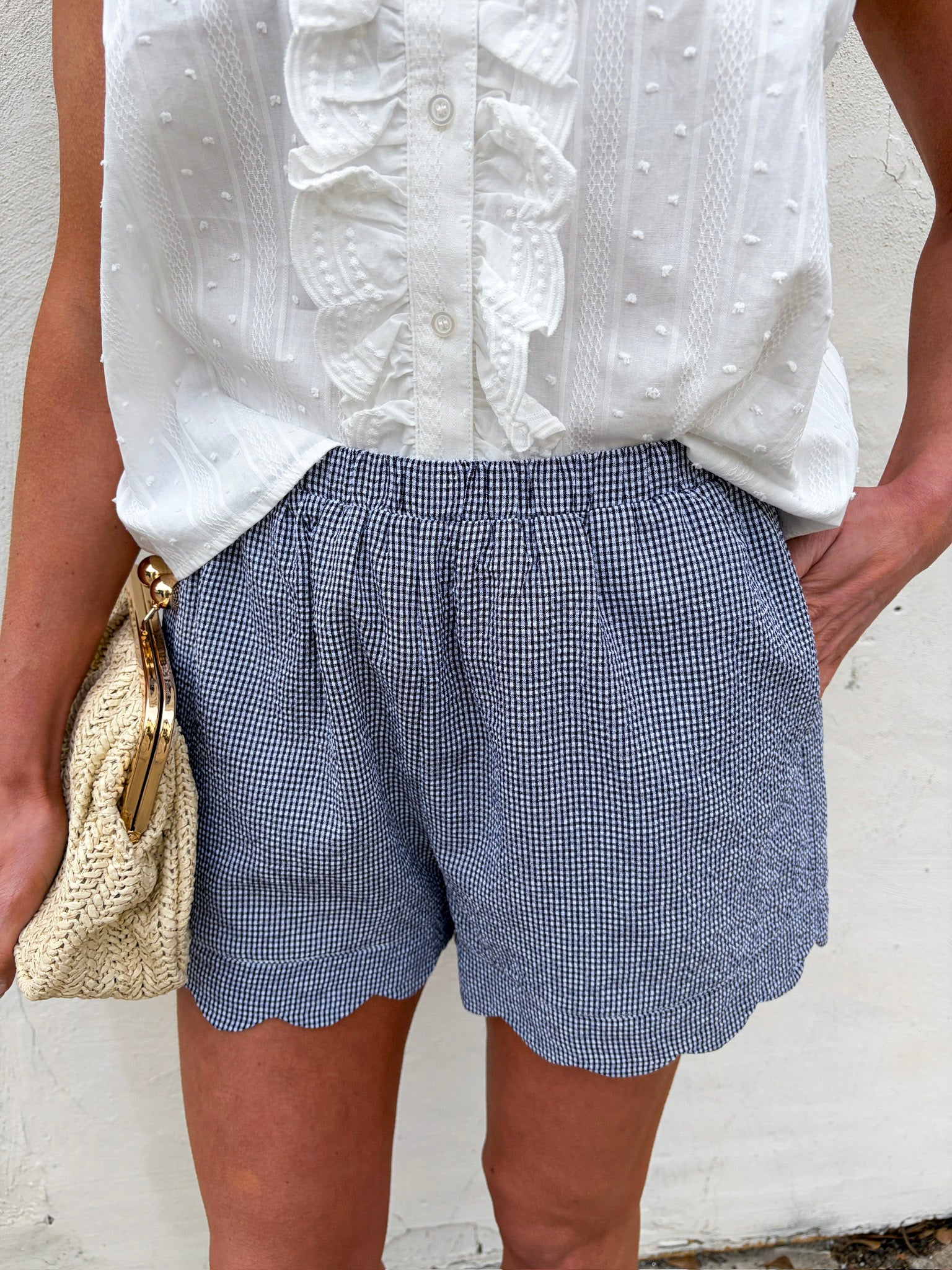 Gingham Scalloped Shorts