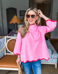 Go With the Flow Knit Top-Bubblegum Pink/Coral