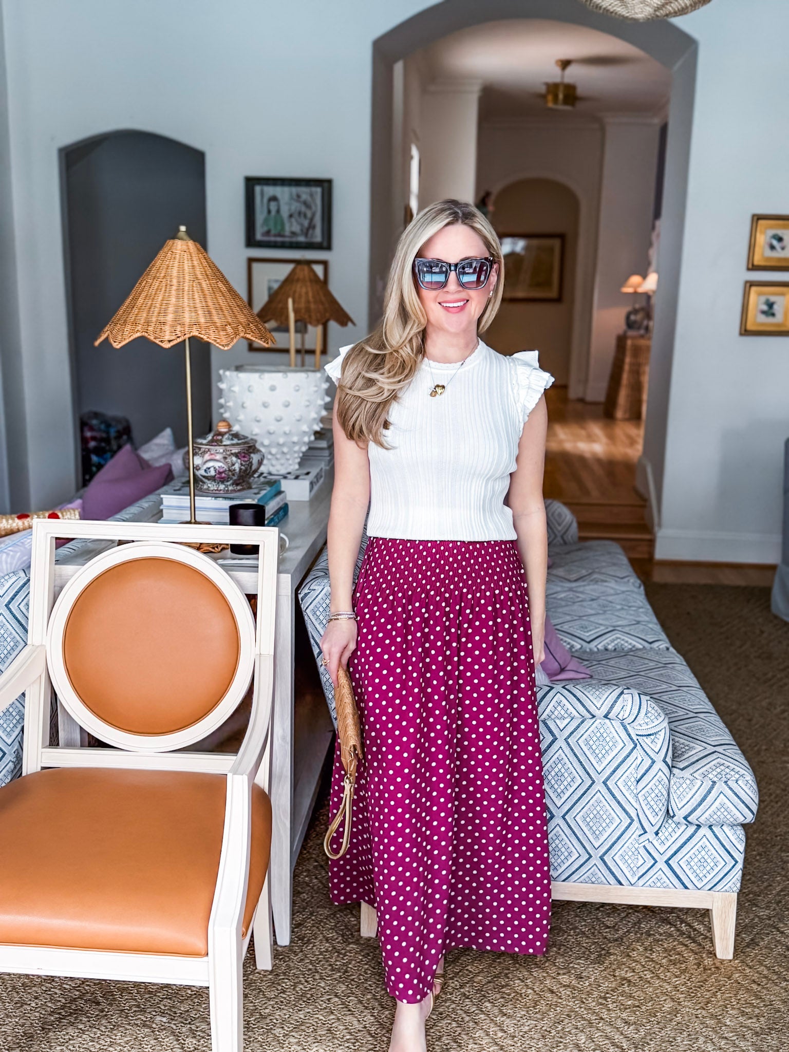 Paris Charm Ruffled Knit Top-White