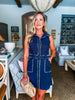 Bonjour Babe Collar Dress-Navy
