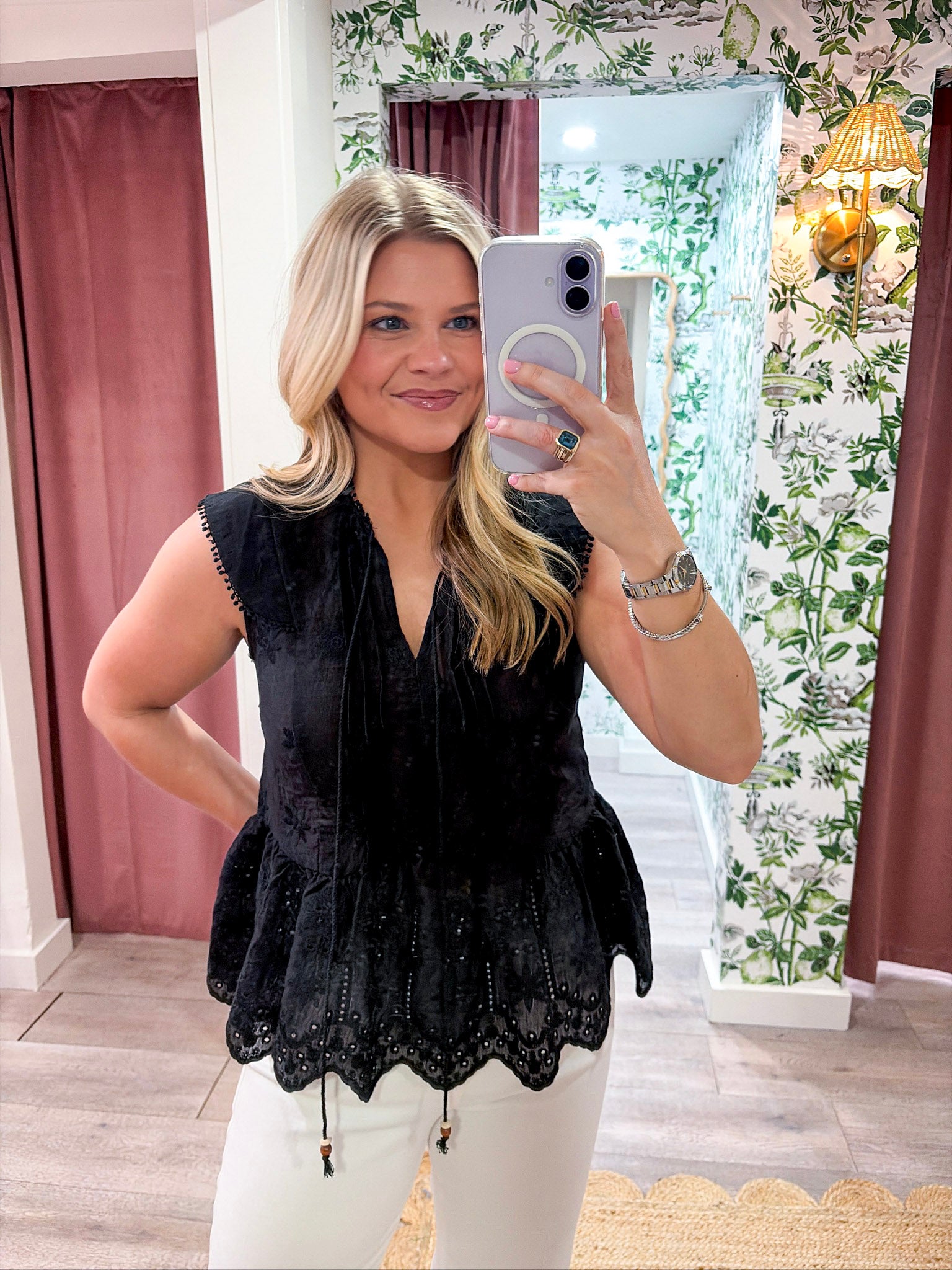 Lady Luck Embroidered Peplum Top
