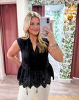 Lady Luck Embroidered Peplum Top