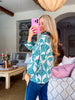 In the Palms Top-Teal Blue