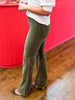 Corduroy Crush Flares- Olive