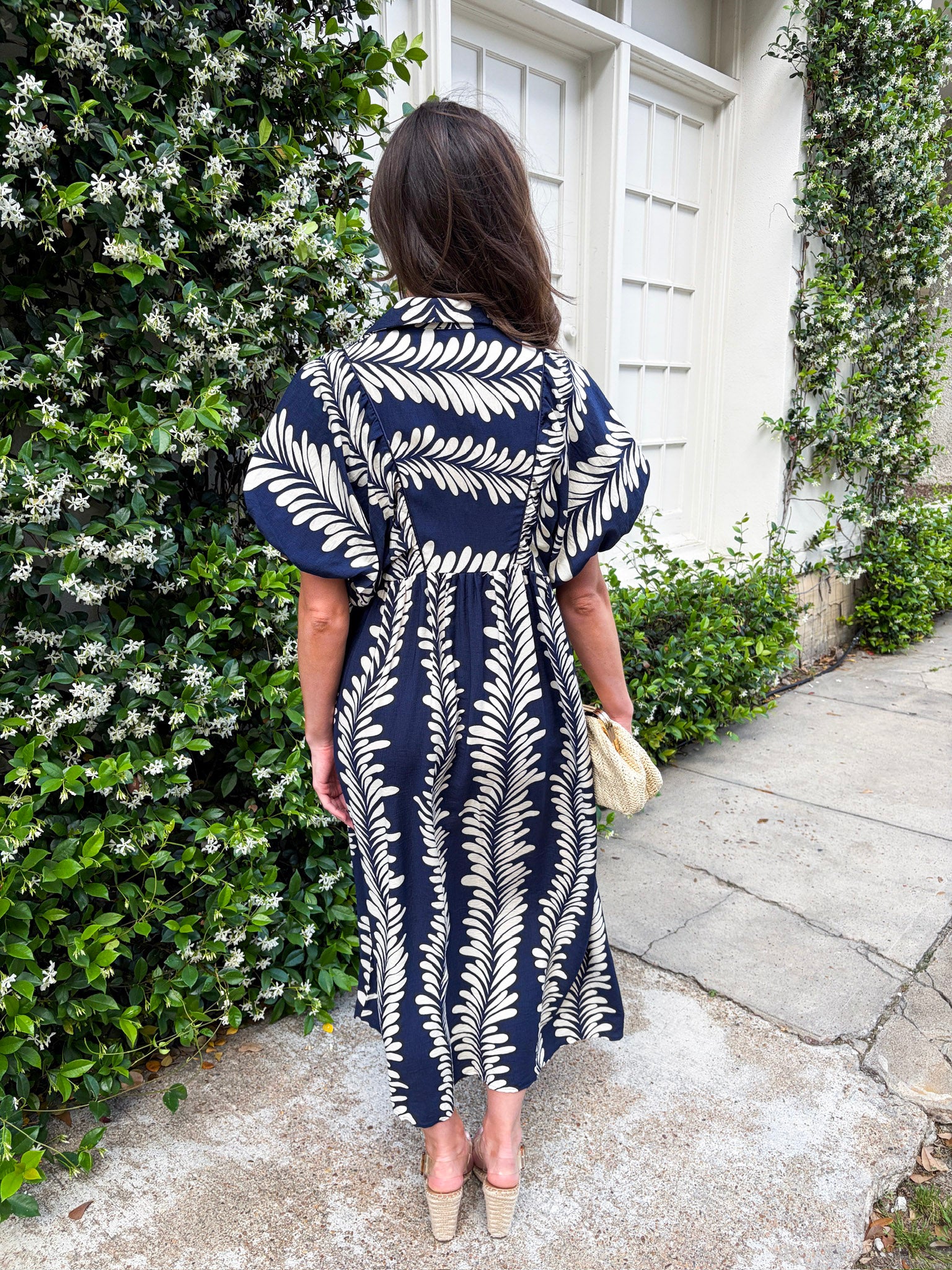 Sunkissed Glow Midi Dress- Navy/Cream