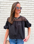 Sheer Romance Bubble Top-Black