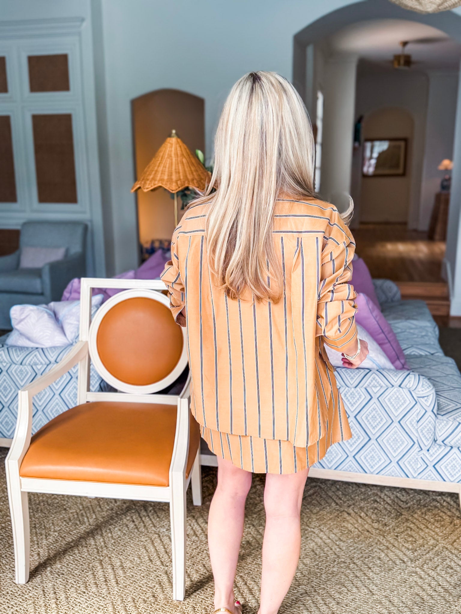 Study Session Striped Skort Set-Mocha