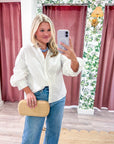 Chalet Button Down Top-White