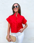 Timeless Touch Collar Top-Red