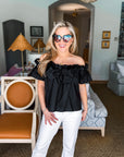 Great Night Off Shoulder Top-Black