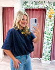 Genevieve Bubble Top-Navy