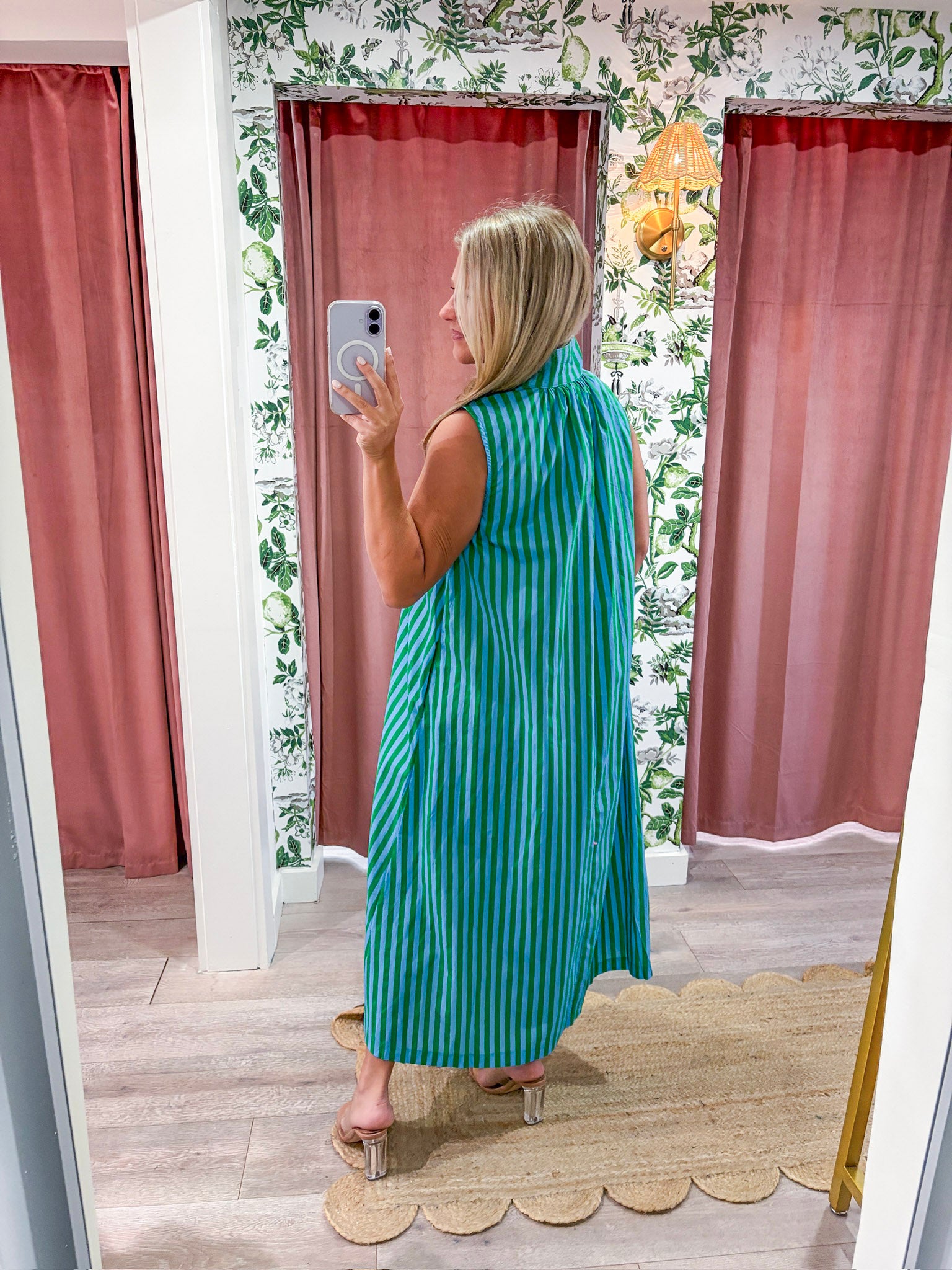 Nantucket Stripe Maxi Dress-Green