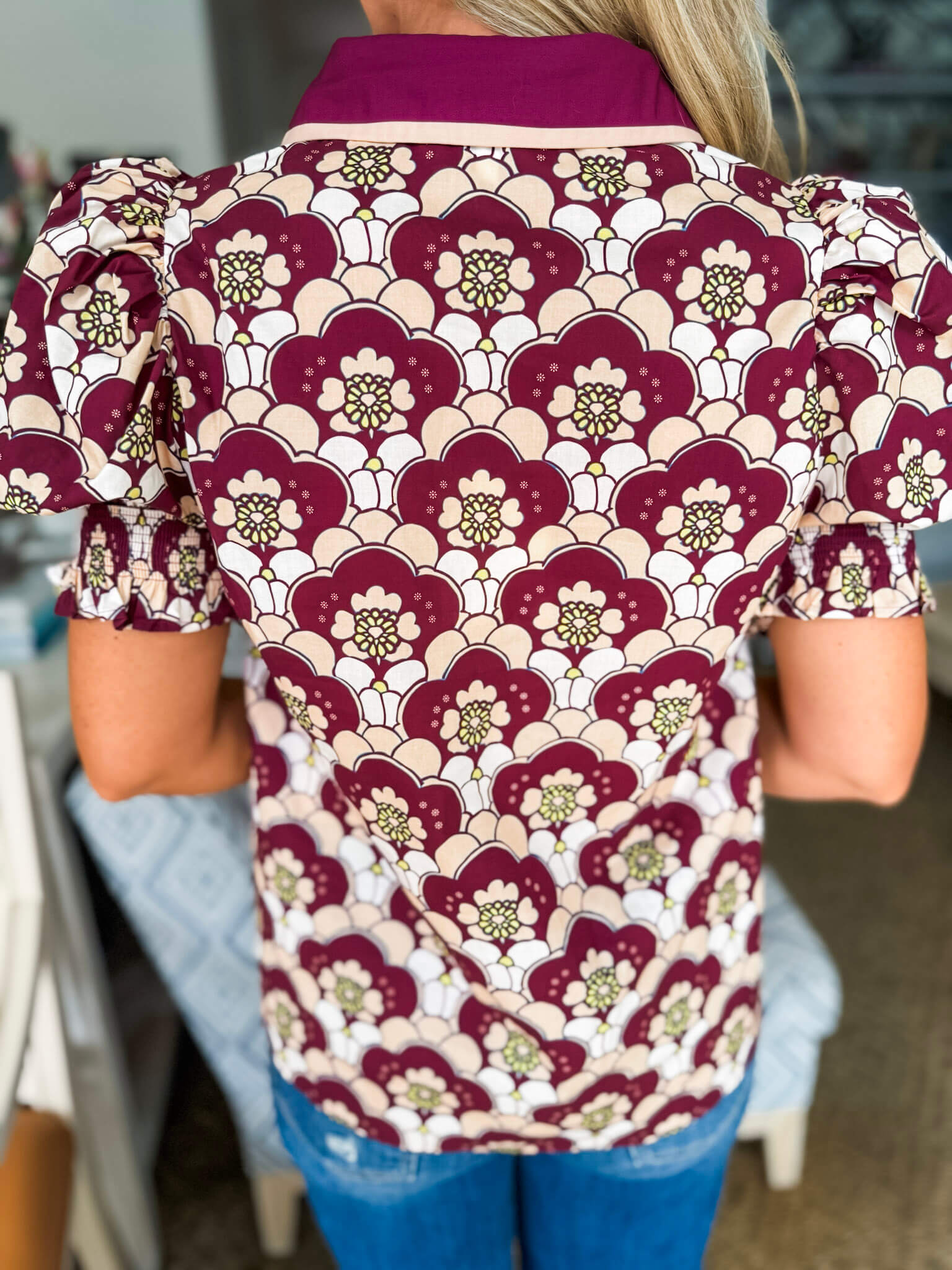 Hopeful Dreamer Floral Top-Wine