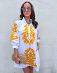 Isla Floral Baroque Dress-Sunflower/Off White