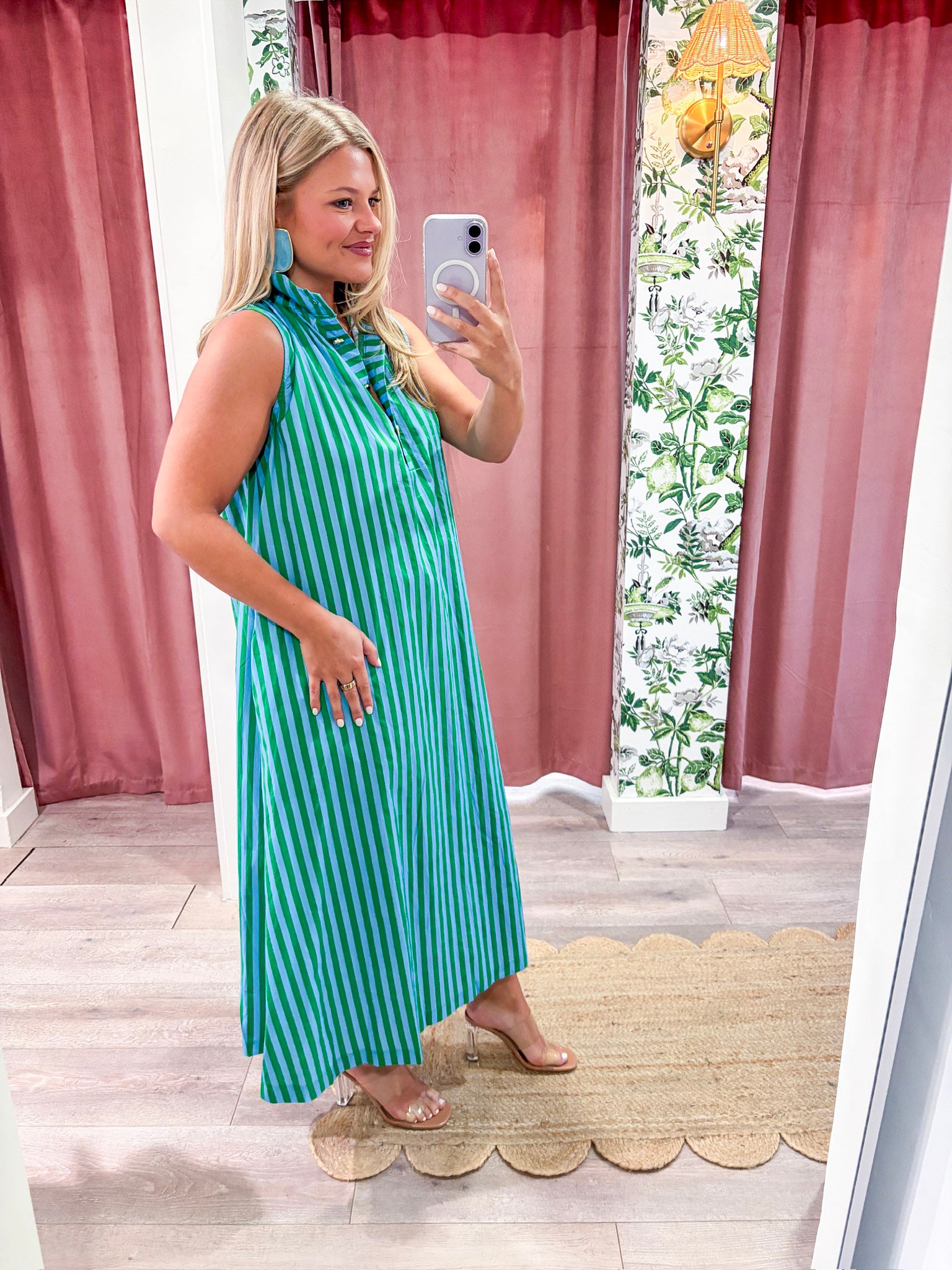 Nantucket Stripe Maxi Dress-Green