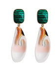 Pink Shell and Green Malachite Earrings