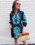 Isla Floral Baroque Dress-Navy