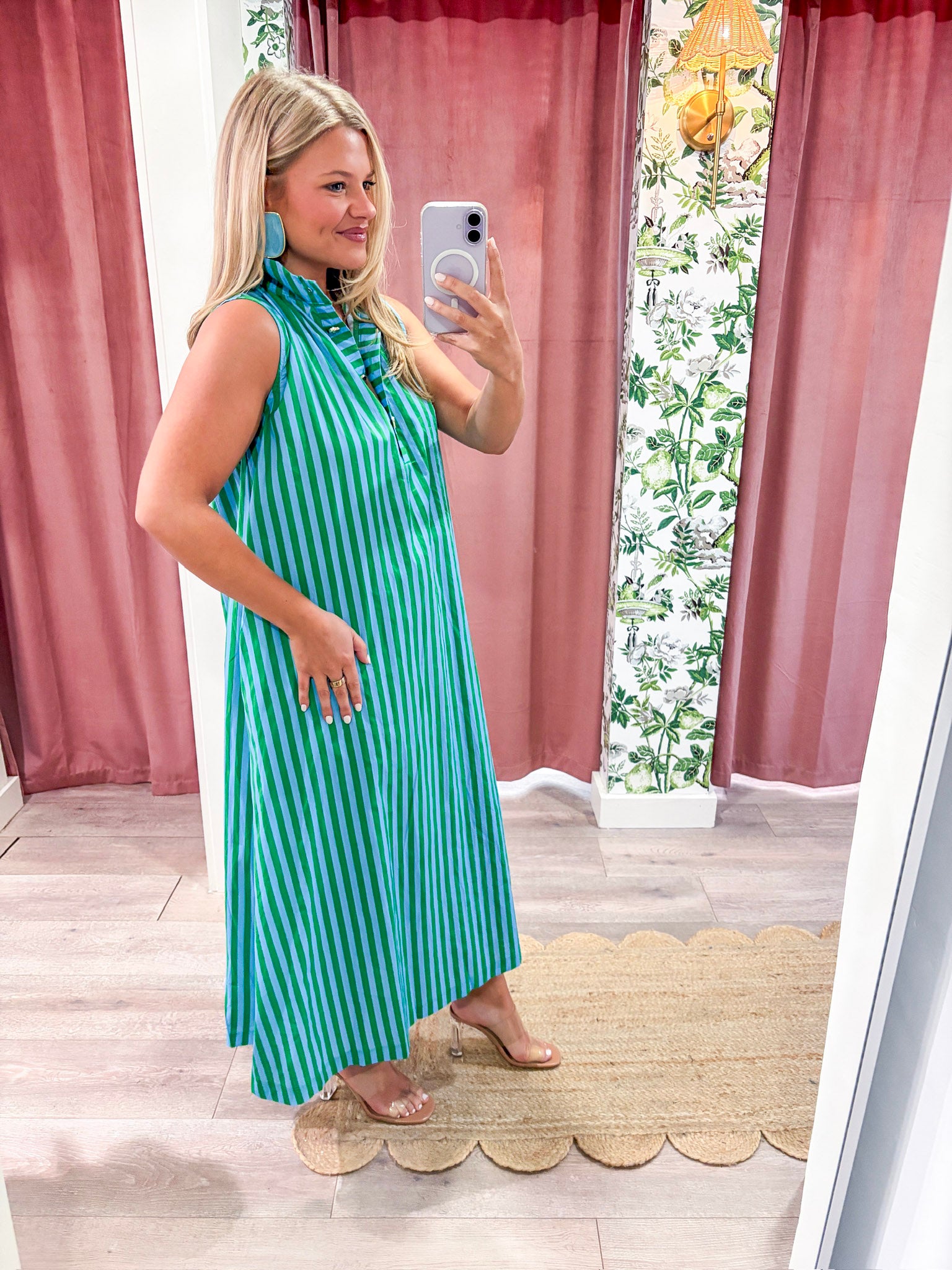 Nantucket Stripe Maxi Dress-Green