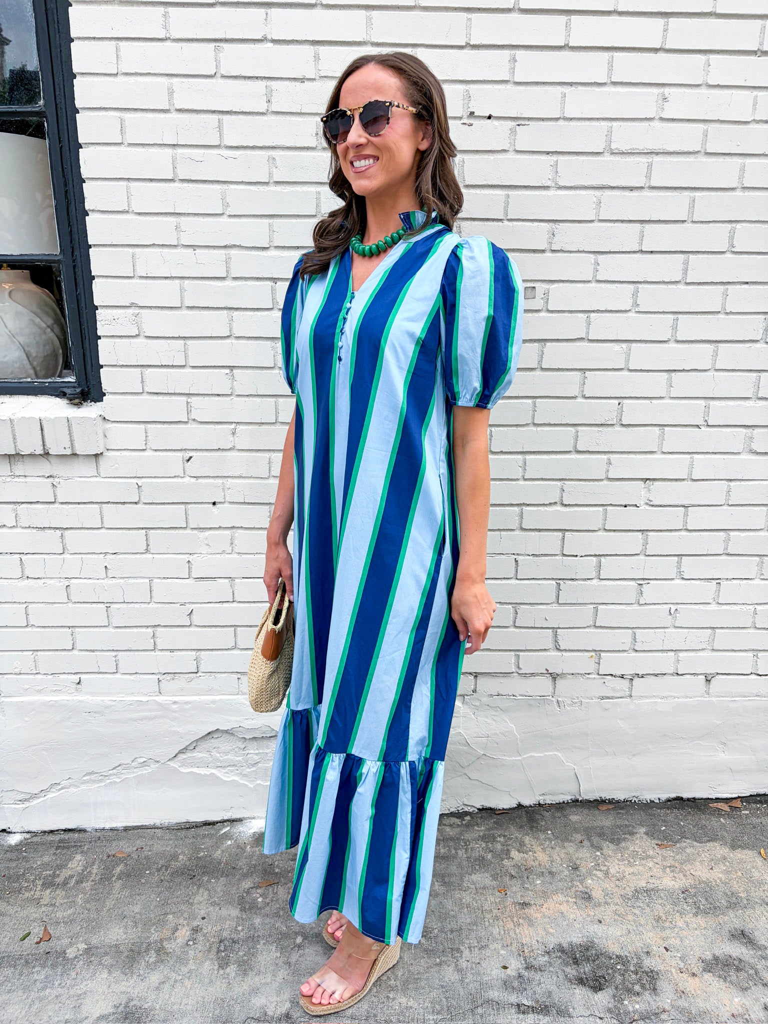Sail Into Summer Midi Dress-Blue Green