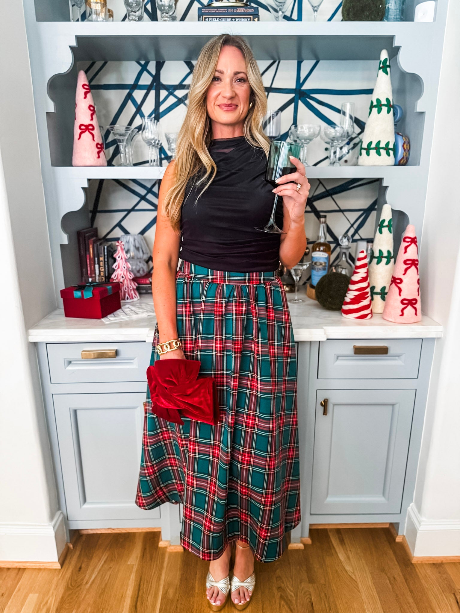 Favorite Time Plaid Midi Skirt-Green