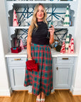 Favorite Time Plaid Midi Skirt-Green
