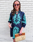 Isla Floral Baroque Dress-Navy