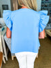 Kind Eyes Poplin Top-Azure Blue