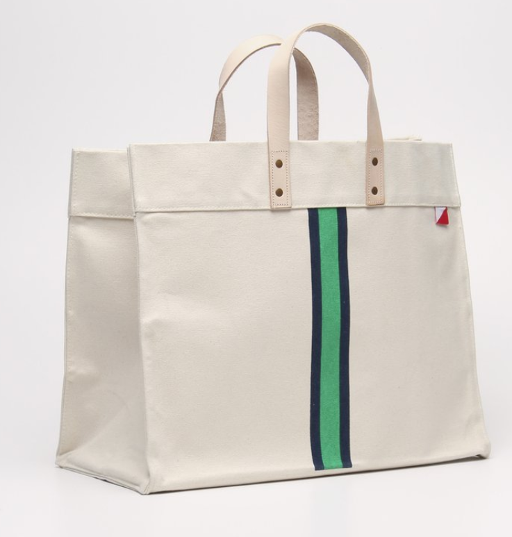 Nobadeer Canvas Tote Bag- Green Stripe