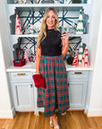 Favorite Time Plaid Midi Skirt-Green