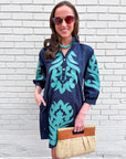 Isla Floral Baroque Dress-Navy