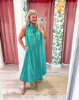 Nantucket Stripe Maxi Dress-Green