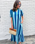 Sail Into Summer Midi Dress-Blue Green