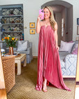 Moonglade Pleated Maxi Dress- Rose