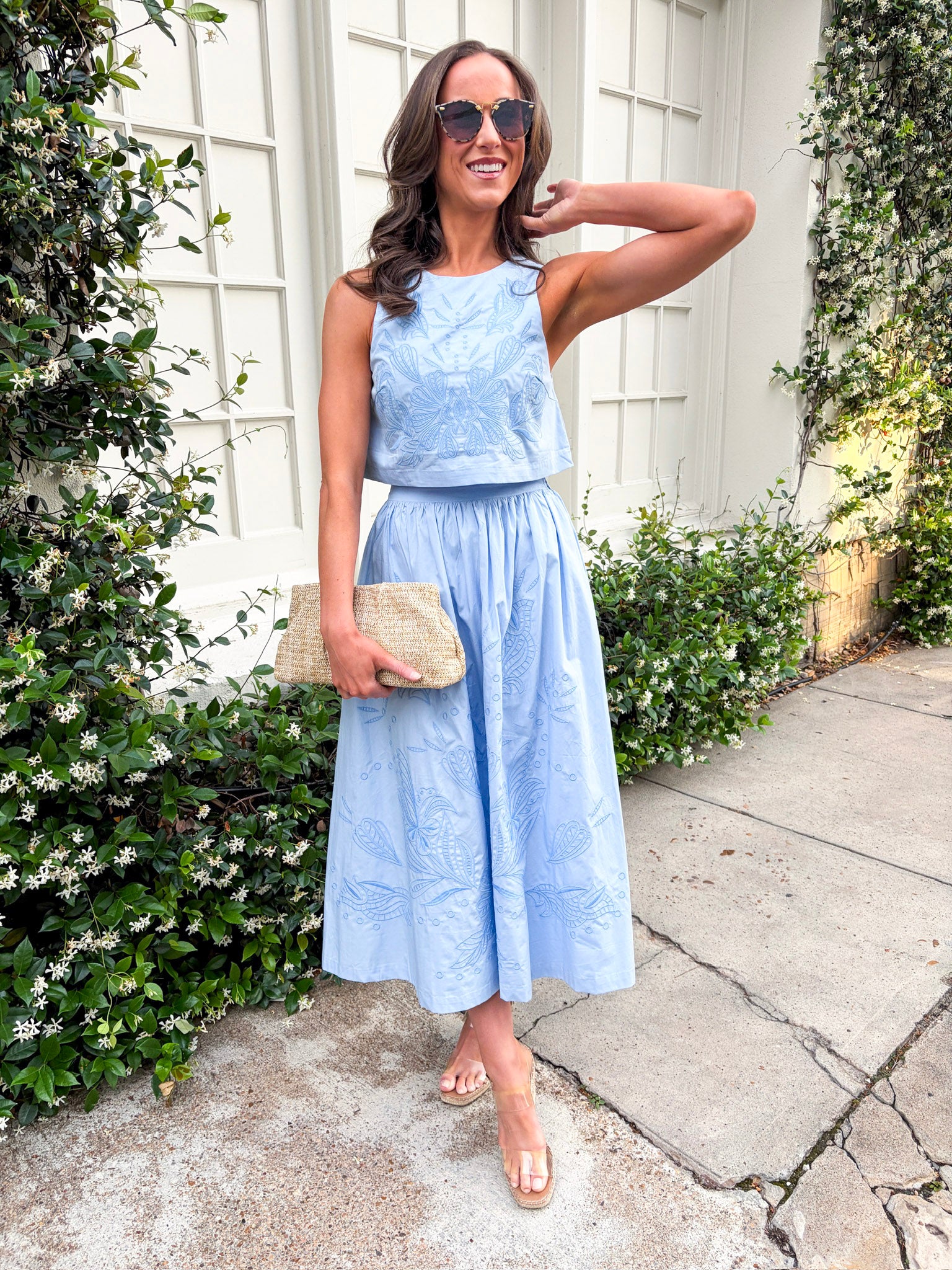 Capri Coast Embroidered Skirt Set