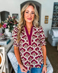 Hopeful Dreamer Floral Top-Wine