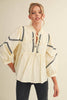Marfa Bound Embroidered Top-Egg Shell